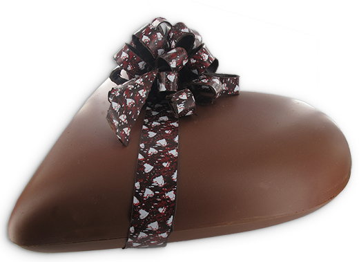 Hart met strik in chocolade