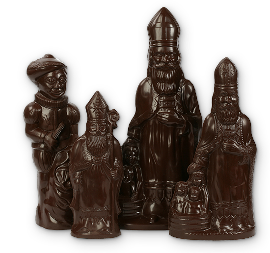 Grote sinterklaasfiguren in chocolade