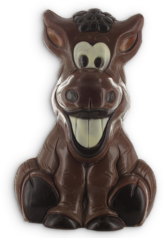 lachende ezel in chocolade