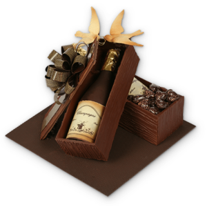 twee champagnekisten in chocolade